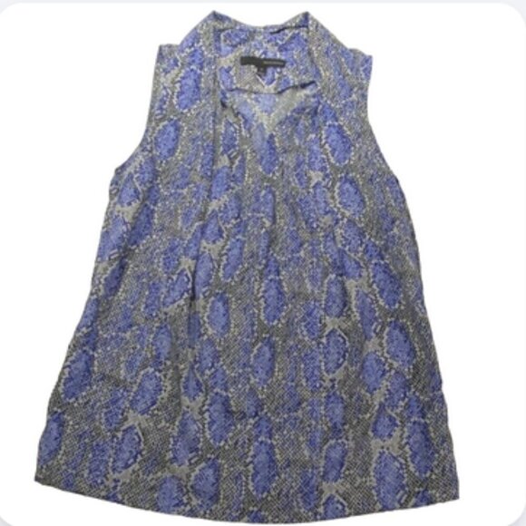 Harve Benard Blue Black Sleeveless Summer Blouse, Small - Picture 2 of 9